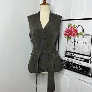 Karen Millen Olive Green Tie Waist Vest Size 6US